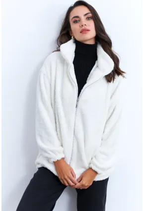 Kadın Ekru Peluş Mont LYT58