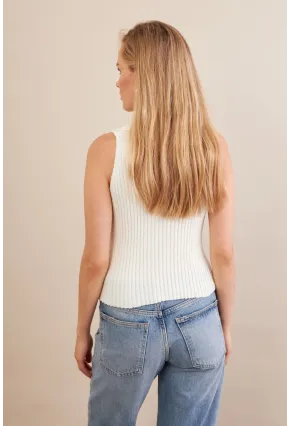 Kadın Ekru Polo Yaka Yumoş Yelek ZH050