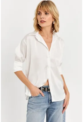 Kadın Ekru Saten Gömlek ELT8051