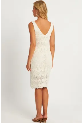 Kadın Ekru Triko Astarlı Midi Elbise HC1536