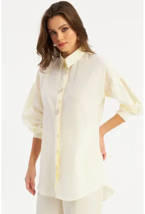 Kadın Ekru Zımbalı Gömlek MASF08