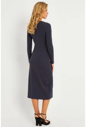 Kadın Füme Kare Yaka Midi Elbise CG382