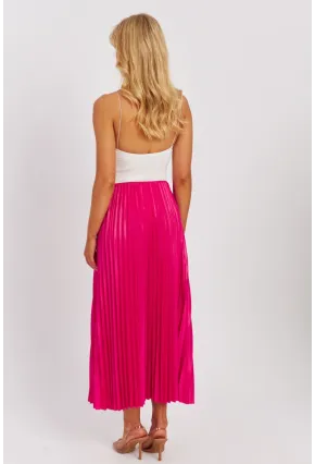 Kadın Fuşya Beli Lastikli Pilise Etek OW145