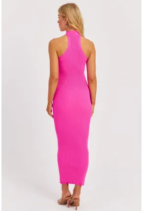 Kadın Fuşya Çapraz Yaka Triko Elbise YZ630