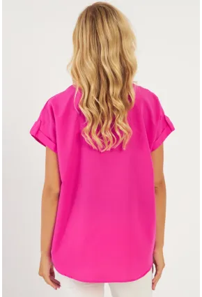 Kadın Fuşya Cepli Gömlek ZER410
