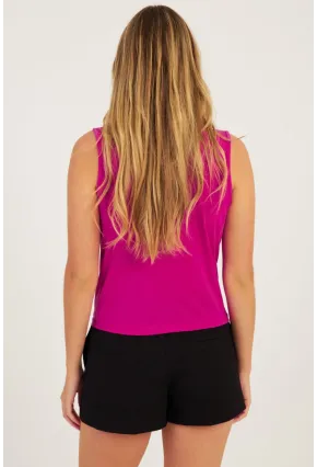 Kadın Fuşya Degaje Yaka Bluz YZ1020