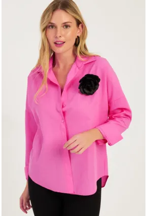 Kadın Fuşya Gül Aksesuarlı Gömlek SF2540