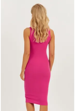 Kadın Fuşya Kaşkorse Midi Elbise CG330