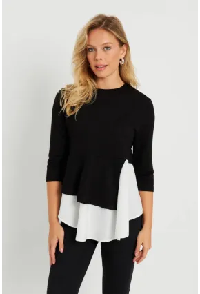 Kadın Gömlek Detaylı Bluz Siyah ST6025