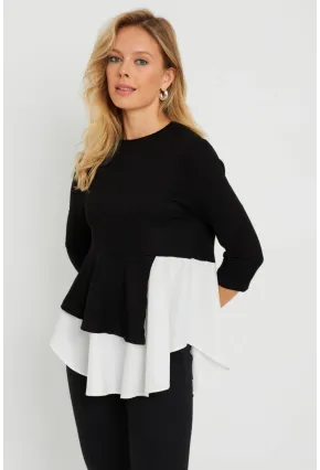 Kadın Gömlek Detaylı Bluz Siyah ST6025