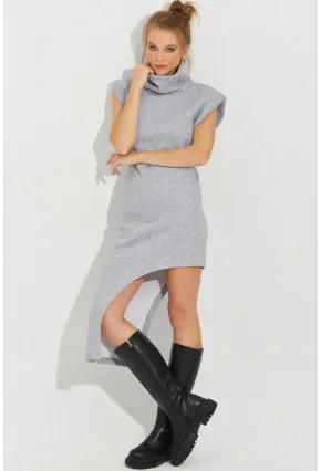 Kadın Gri Asimetrik Midi Elbise SF2196