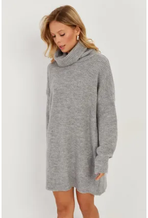 Kadın Gri Balıkçı Yaka Triko Tunik KZ2504