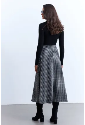 Kadın Gri Desenli Çan Etek MLON3007