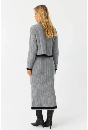 Kadın Gri İkili Alt Üst Triko Takım NUV34