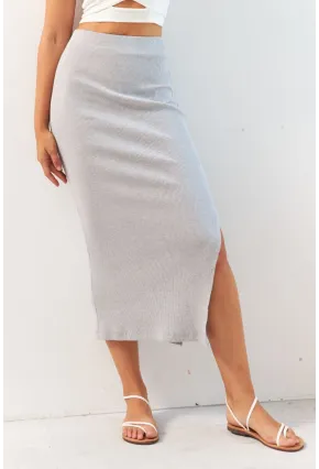 Kadın Gri Kaşkorse Midi Etek XL2034