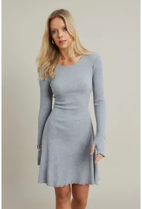 Kadın Gri Melanj Bağlamalı Kaşkorse Mini Elbise FRY2175