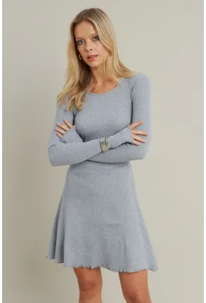 Kadın Gri Melanj Bağlamalı Kaşkorse Mini Elbise FRY2175