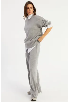 Kadın Gri Taşlı Alt Üst Takım MYİL10