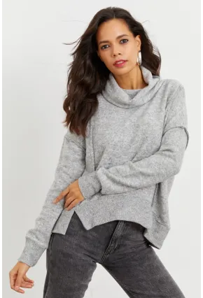 Kadın Gri Yumoş Sweatshirt İZ87