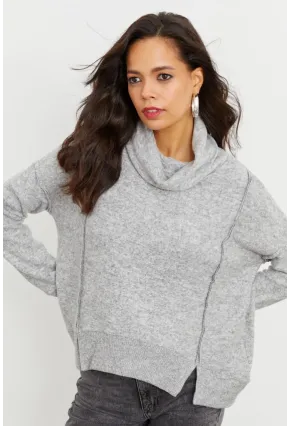 Kadın Gri Yumoş Sweatshirt İZ87