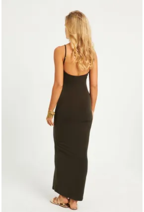 Kadın Haki Ayarlanabilir Askılı Maxi Elbise MEN2004