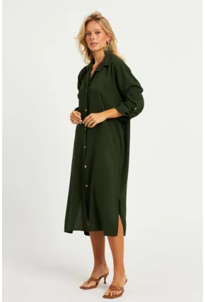 Kadın Haki Gömlek Elbise LV178