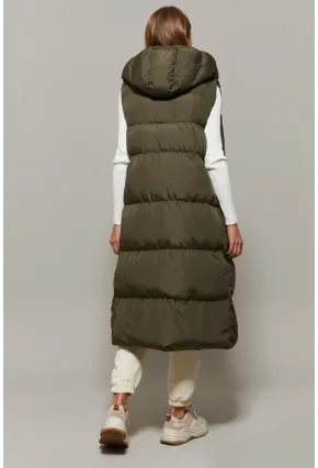 Kadın Haki Uzun Şişme Yelek DAF05