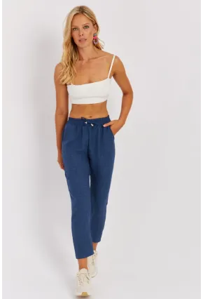 Kadın İndigo Beli Lastikli Pantolon GÇ161