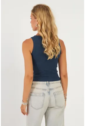 Kadın İndigo Patlı Kaşkorse Bluz MK02