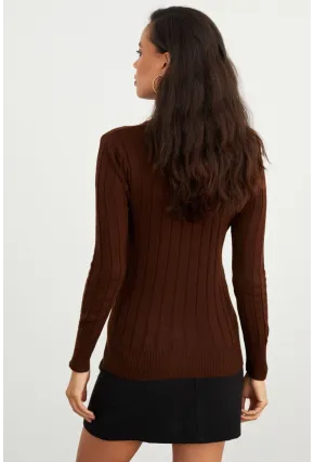 Kadın Kahverengi Balıkçı Kazak YV99