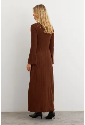 Kadın Kahverengi Basic Maxi Elbise MTF30
