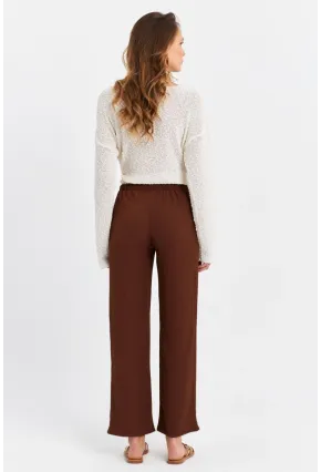 Kadın Kahverengi Beli Lastikli Palazzo Pantolon ATS80745