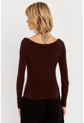 Kadın Kahverengi Bluz HOR13