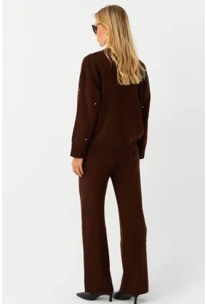 Kadın Kahverengi Taşlı Alt Üst Takım MYİL10