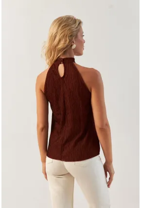 Kadın Kiremit Sırt Pencereli Bluz AYD373