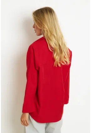 Kadın Kırmızı Basic Gömlek K1251