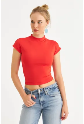 Kadın Kırmızı Dalgıç Bluz EY2564
