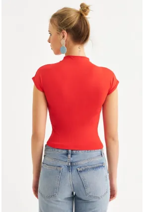 Kadın Kırmızı Dalgıç Bluz EY2564