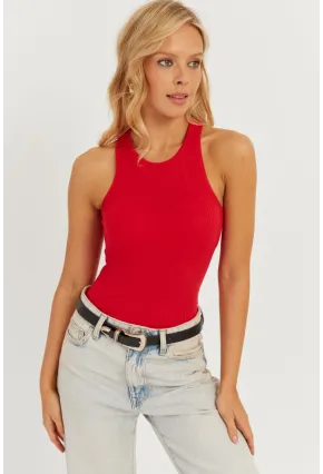 Kadın Kırmızı Halter Yaka Bluz AYD299