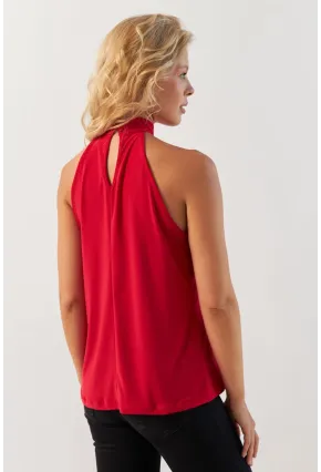 Kadın Kırmızı Halter Yaka Bluz LPP1273