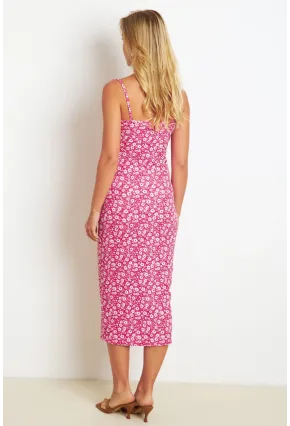 Kadın Kırmızı İnce Askılı Midi Elbise MON125