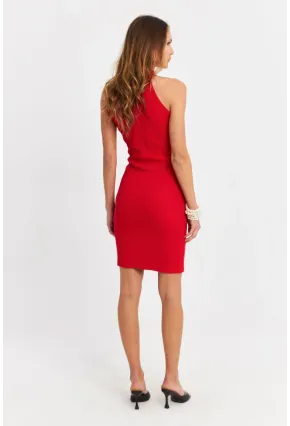 Kadın Kırmızı Kaşkorse Kolsuz Elbise Yİ1567