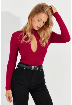 Kadın Kırmızı Önü Damla Bluz LPP1239