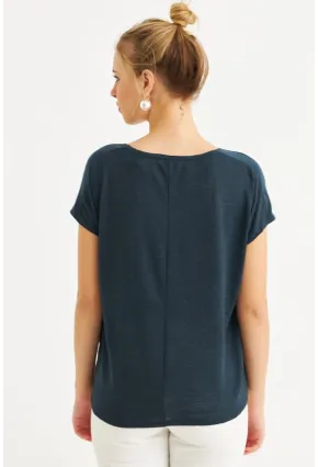 Kadın Lacivert Basic Bluz AYD410