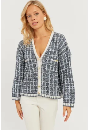 Kadın Lacivert Düğme Detaylı Hırka MİW4461