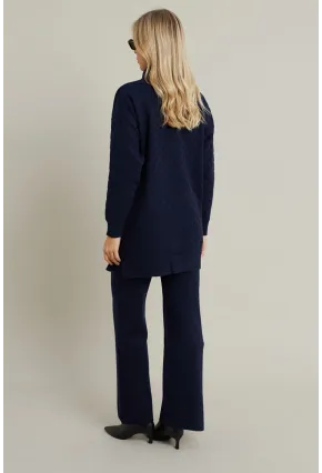 Kadın Lacivert İnci Düğmeli Triko Alt Üst Takım MNUV33