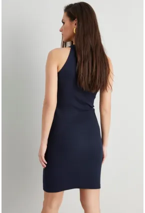 Kadın Lacivert Kaşkorse Kolsuz Elbise Yİ1567