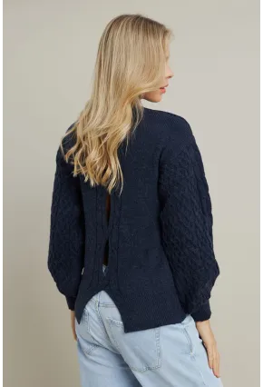 Kadın Lacivert Pencereli Kazak SE3