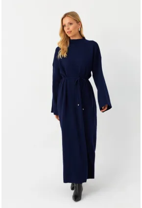 Kadın Lacivert Triko Maxi Elbise MTC3367