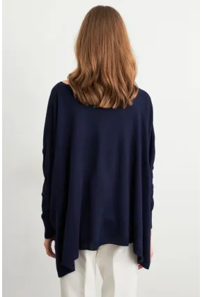 Kadın Lacivert V Yaka Salaş Bluz YV304